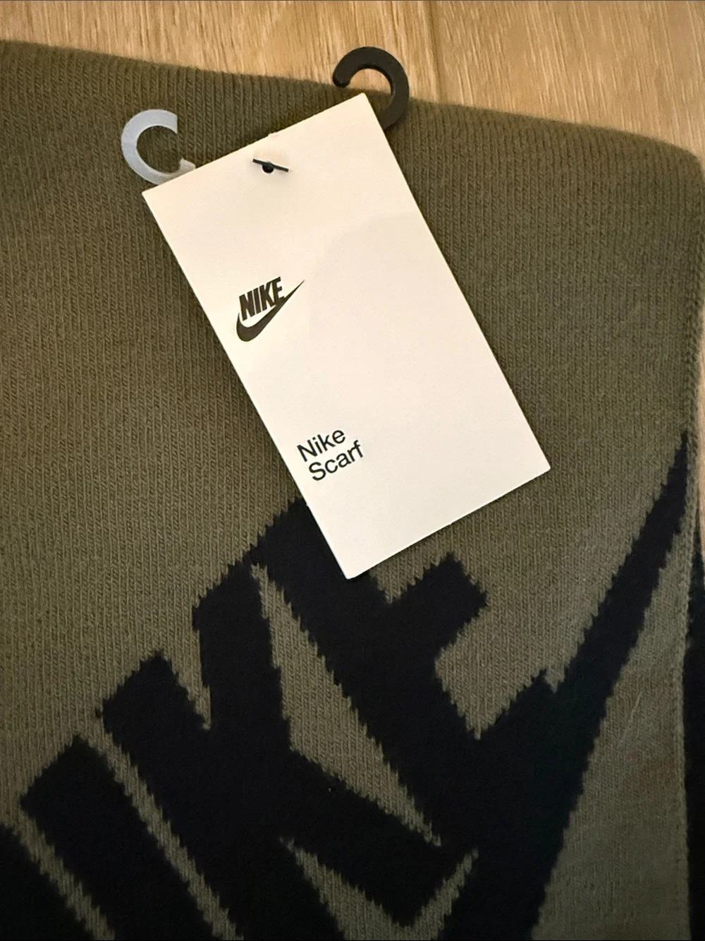 Nike Olive Green and Black Logo Scarf